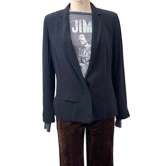 Isabel Marant Coat Single Breasted One button Black Blazer Viscose Sz 38 - Picture 3 of 11